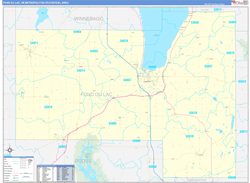 Fond du Lac Metro Area Wall Map Basic Style 2024